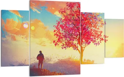 Produktbild von Bild auf Leinwand - Leinwandbild - Baum Wiese Feld - 160x90cm - Wand Bild - Wanddeko - Wandbilder - Leinwanddruck - Bilder - Kunstdruck - Wanddekoration - Leinwand bilder - Wandkunst - DL160x90-3715
