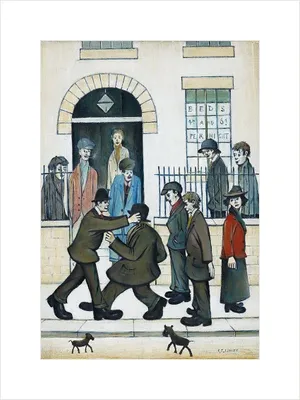 Image de L.S. Lowry - Impression montée "A Fight C. 1935" PM10698 (40 cm x 30 cm) (Coloré)
