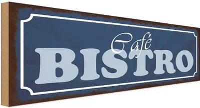 Produktbild von vianmo Holzschild 10x27 cm Cafe Bistro Essen Trinken