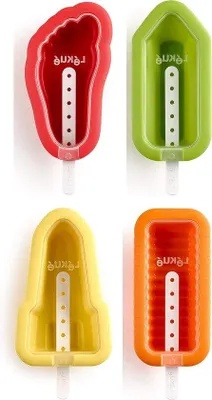 Produktbild von Famanu Silikon Eiswürfelform - mehrfarbig - 11,5 x 5,6 x 2,3 cm - 4 Stück
