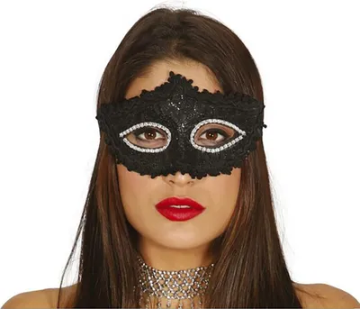 Productafbeelding van Venetiaans masker, zwart en glinsterend