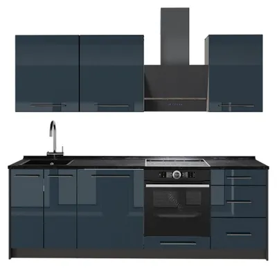 Obrázok produktu pre Kuchynka Vicco Fame-Line Tmavo modrá vysoký lesk/antracitová 230 cm bez pracovnej dosky, Model 63963