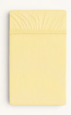 Obrázok produktu pre Bavlnené prestieradlo do detskej postieľky 120x60 cm - žlté pruhy