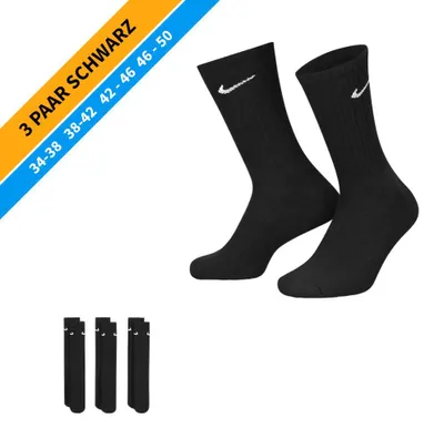 Produktbild von NIKE Socken - Farbe: 3 Paar Schwarz Tennis Socken - Größe: 38-42