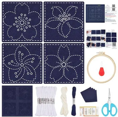 Immagine prodotto di Set per sashiko per principianti con tessuto stampato e istruzioni