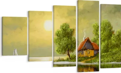 Produktbild von Bild auf Leinwand - Leinwandbild - Boot Wasser Hütte - 100x60cm - Wand Bild - Wanddeko - Wandbilder - Leinwanddruck - Bilder - Kunstdruck - Wanddekoration - Leinwand bilder - Wandkunst - EG100x60-3498