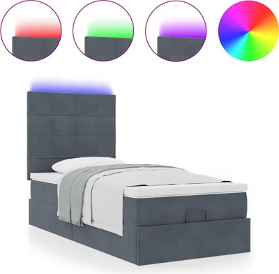 Image de Cadre de lit ottoman avec matelas gris foncé 80x200 cm velours