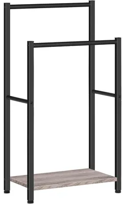 Produktbild von Handtuchständer stehend mit 2 Stangen 42x24x80 cm Greige + Schwarz