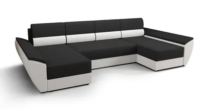 Produktbild von U-förmige Couchgarnitur OPHELIA – Dunkelgrau/Weiß