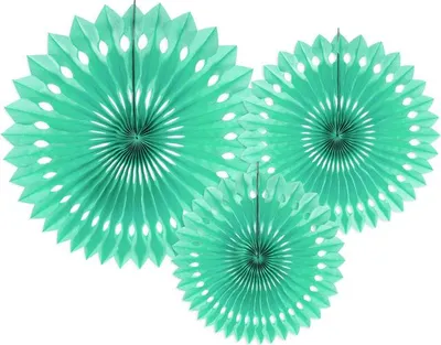 Zdjęcie produktu dla Rozety dekoracyjne, miętowe, 20-30 cm (1 opakowanie / 3 szt.)