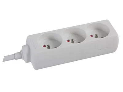 Zdjęcie produktu dla Gniazdo 3-stykowe - kabel 1,5 m - białe - gniazdo francuskie