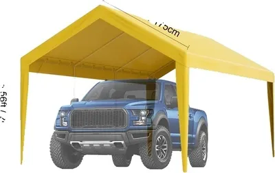 Immagine prodotto di Copertura per posto auto coperto, resistente ai carichi pesanti, impermeabile, protetta dai raggi UV, 10x20 piedi, parte superiore gialla