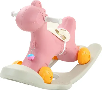 Image de Cheval à bascule en plastique à double usage pour l'intérieur, bébé cavalier, jouet à glisser pour enfants, cadeau, rose