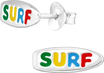 Produktbild von Kinder Ohrringe Ohrstecker 925 Sterling Silber mit Surfbrett