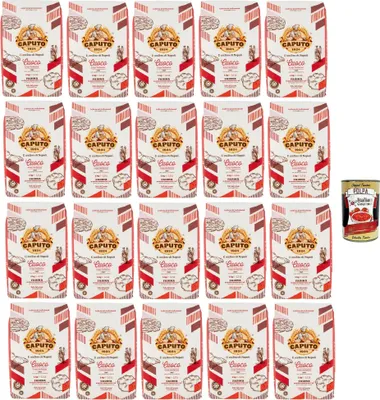 Produktbild von Caputo Cuoco, weicher Weizenmehl Mehl "00" Chef's Flour, Pizza Mehl mit elastischen und resistenten Gluten für erhebliche Teig, 20x 1 kg + Italian Gourmet polpa 400g