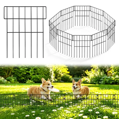 Immagine prodotto di Recinzione da giardino in metallo, 10 pezzi, in acciaio inossidabile, per proteggere cani e conigli