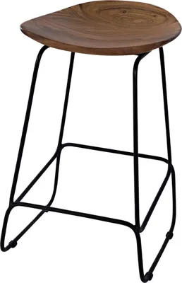 Zdjęcie produktu dla FURNLUX Stołek barowy Avola brązowo-czarny 41 cm / Kolor główny: brązowy / Wymiary: 41 x 61 x 41 cm
