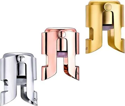 Immagine prodotto di Champagne Drukstop - Tappo per bottiglie in acciaio inox - Tappo per spumanti - Tappo per bottiglie di champagne e birra - Set di 3 pezzi