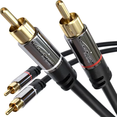 Produktbild von KabelDirekt 797698090542, 2 x RCA, Männlich, 2 x RCA, Männlich, 7,5 m, Schwarz