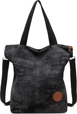 Immagine prodotto di Borsa a tracolla in tela da donna borsa a tracolla nera grande borsa a tracolla multifunzionale JANSBEN