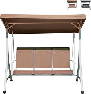Produktbild von 3-sitzige Gartenschaukel mit verstellbarem Sonnendach Ibis - Beige