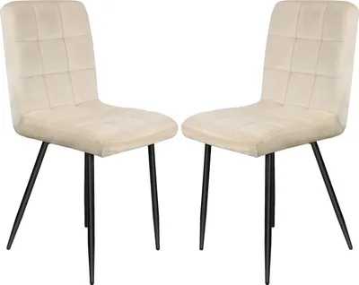 Produktbild von 2er Set Esszimmerstühle Küchenstuhl Polsterstuhl Sitzfläche aus Samt mit Rückenlehne für Küche Esszimmer Beige