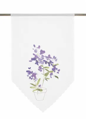 Produktbild von Design Kuvert weiß Blume lila BxH 60x90cm Scheibengardine