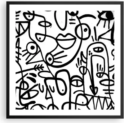 Produktbild von Gerahmtes Poster - Schwarzer Rahmen - Zeichnen Cartoon Graffiti - 60x60 cm - Wand Bild - Wanddeko - Wandbilder - Kunstposter - Wandposter - Bilderrahmen - Bilder - Kunstdruck - P2BAC60x60-4971