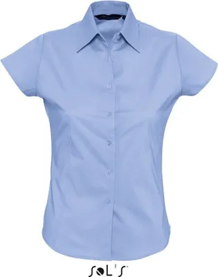 Produktbild von SOL'S Damen Bluse Stretch Kurzarm Baumwolle tailliert Business, Größe:XS, Farbe:Bright Sky