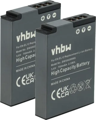 Produktbild von vhbw 2x Akku kompatibel mit Nikon Coolpix S8100, S8000, S70, S620, S6150, S640, S6100, S630, S6300, S800c, S6200, S710 Kamera (700 mAh, 3,6 V, Li-Ion)