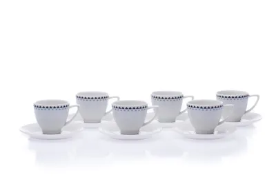 Zdjęcie produktu dla Thun 1794 Filiżanki i spodki, porcelana, Lea, niebieskie cyrkonie, 90 ml, Thun, 6 szt