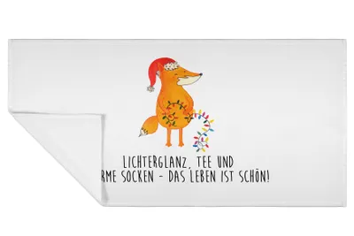 Produktbild von Mr. & Mrs. Panda Handtuch Fuchs Weihnachten - Weiß - Geschenk, Weihnachtszeit, Winter, Weihnachtsmann, Händehandtuch, Heiligabend, Nikolaus, Flauschtuch, Baumwollhandtuch