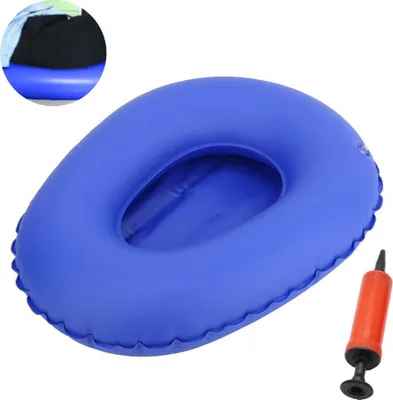 Obrázek produktu pro Omyvatelný přenosný vzduchový nafukovací modrý bedpan bedridden starší nafukovací stolička dekubitní toaleta