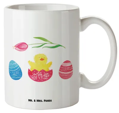 Produktbild von Mr. & Mrs. Panda Große Teetasse Küken Schlüpfen - Weiß - Geschenk, Ostern, jumbotasse, Frohe, Liebe Grüße, Pott, weisse tasse, Ei, Jumbo, Kaffeepott