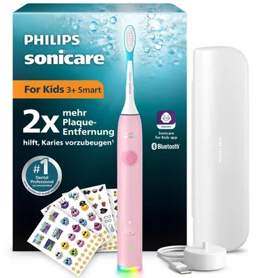 Produktbild von Philips For Kids Smart HX6600/51 Wiederaufladbare Zahnbürste, Kind, Schallzahnbürste, Weich, Pink, 2 min, 4 x 30 sec, Ergonomisch