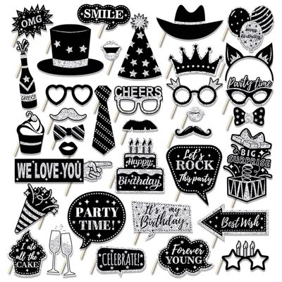 36 Fotorequisiten für Fotobox, Partydekoration, Hochzeit, Geburtstag