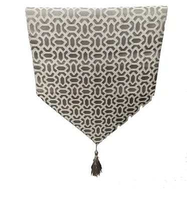 Tafelloper geborduurd 180x33 cm braun-weiß