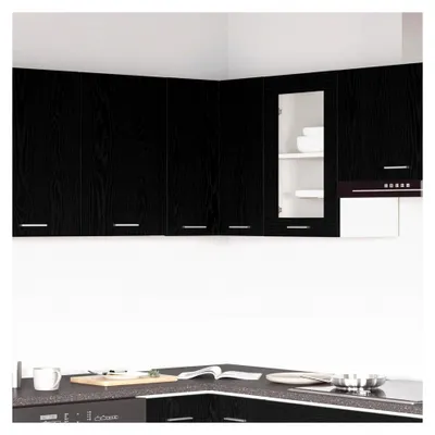Produktbild von Eckschrank zum Aufhängen, schwarze Eiche, 57 x 57 x 60 cm, aus Holzwerkstoff