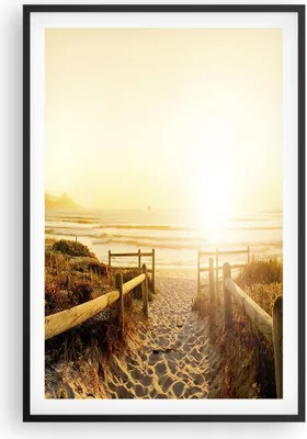 Produktbild von Gerahmtes Poster - Schwarzer Rahmen - Sonnenaufgang Welle Insel Meer - 61x91,5 cm - Wand Bild - Wanddeko - Wandbilder - Wandposter - Bilderrahmen - Bilder - Kunstdruck - Wandbild - P2BPA61x91-3164