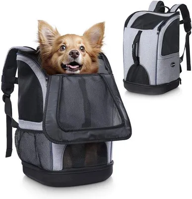Image de Sac de transport pour animaux - Sac de transport réglable - 30 x 30 x 46 cm - Pour animaux de compagnie jusqu'à 10 kg - Gris