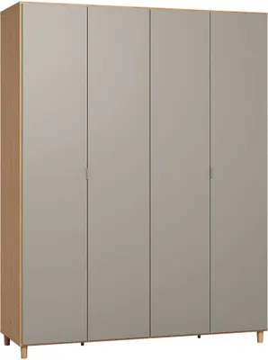 Produktbild von 185 cm breiter Kleiderschrank mit 2 Türen, 11 Fächern und 2 Schubladen | Farbe: Eiche | Tiefe: 57 cm