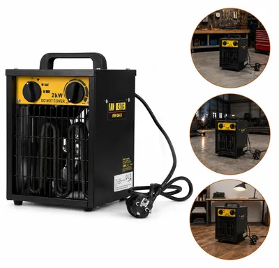 Produktbild von Ikodm Bauheizer 3000W Elektro Heizlüfter mit Thermostat, 3 Betriebsstufen, Überhitzungsschutz, Gelb-Schwarz