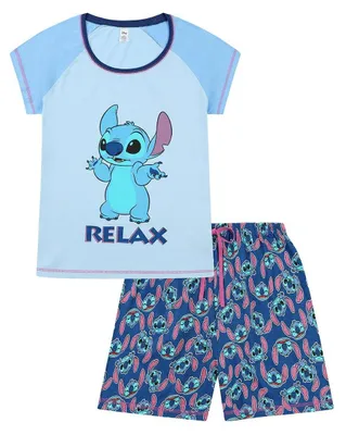 Obrázok produktu pre Pyžamový set Disney Lilo & Stitch pre dámy, vyrobený z krátkej bavlny (veľkosť 16–18), modrej farby