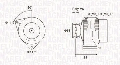 Produktbild von MAGNETI MARELLI 063731299010 Lichtmaschine Generator LiMa 120A 12V passend für MERCEDES-BENZ E-Klasse Limousine (W210) SPRINTER 3-t Kasten (903)