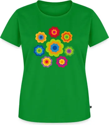 Produktbild von Spreadshirt 70er Jahre Hippie Flower Power Kostüm Blumen Fasching Frauen Premium T-Shirt, XL, Grün