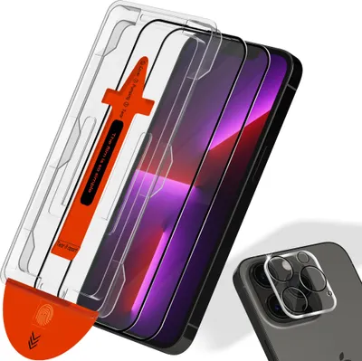 Produktbild von 2-Pack iPhone 13 Pro Max Displayschutzfolie & 1-Pack Kameraschutz - Gehärtetes Glas | [Automatische Installation] - Blasenfrei