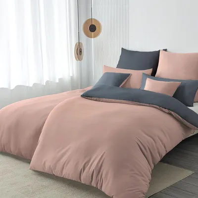 Productafbeelding van Beddengoedset, 135x200 cm, 4-delig, roze/anthraciet