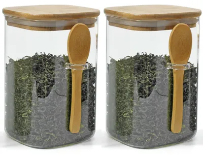 Vorratsgläser 2x1000 ml, Borosilikatglas, Bambusdeckel, luftdicht
