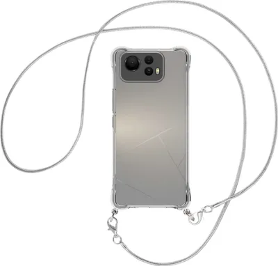 Produktbild von Handykette Backcover-Schutzhülle mit Band (Metall silberfarben) für Asus Zenfone 12 Ultra - silberfarbene Snake-Kette