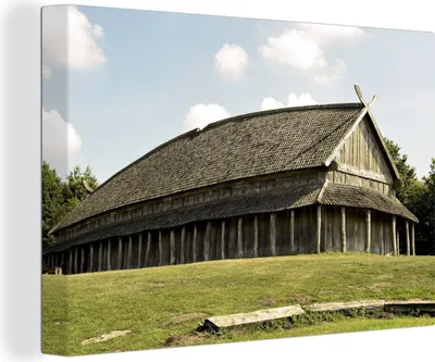 Produktbild von OneMillionCanvasses® - Leinwandbilder - 140x90 cm, Langhaus der Wikinger in Dänemark, Wandbilder Kunstdruck Wanddekoration